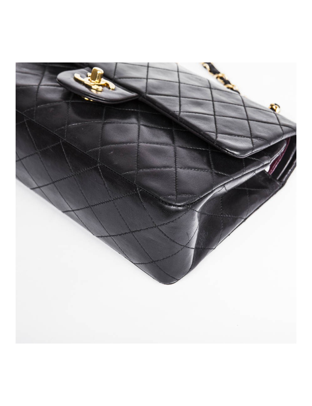Sac timeless CHANEL en cuir d'agneau noir 