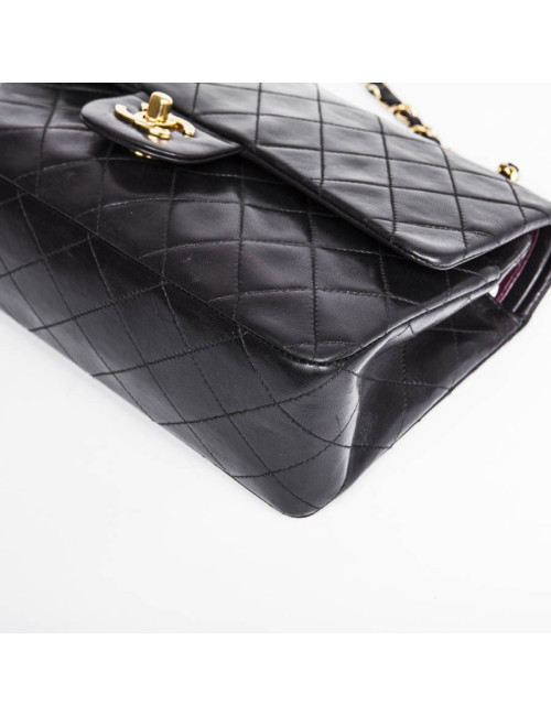 Sac timeless CHANEL en cuir d'agneau noir 