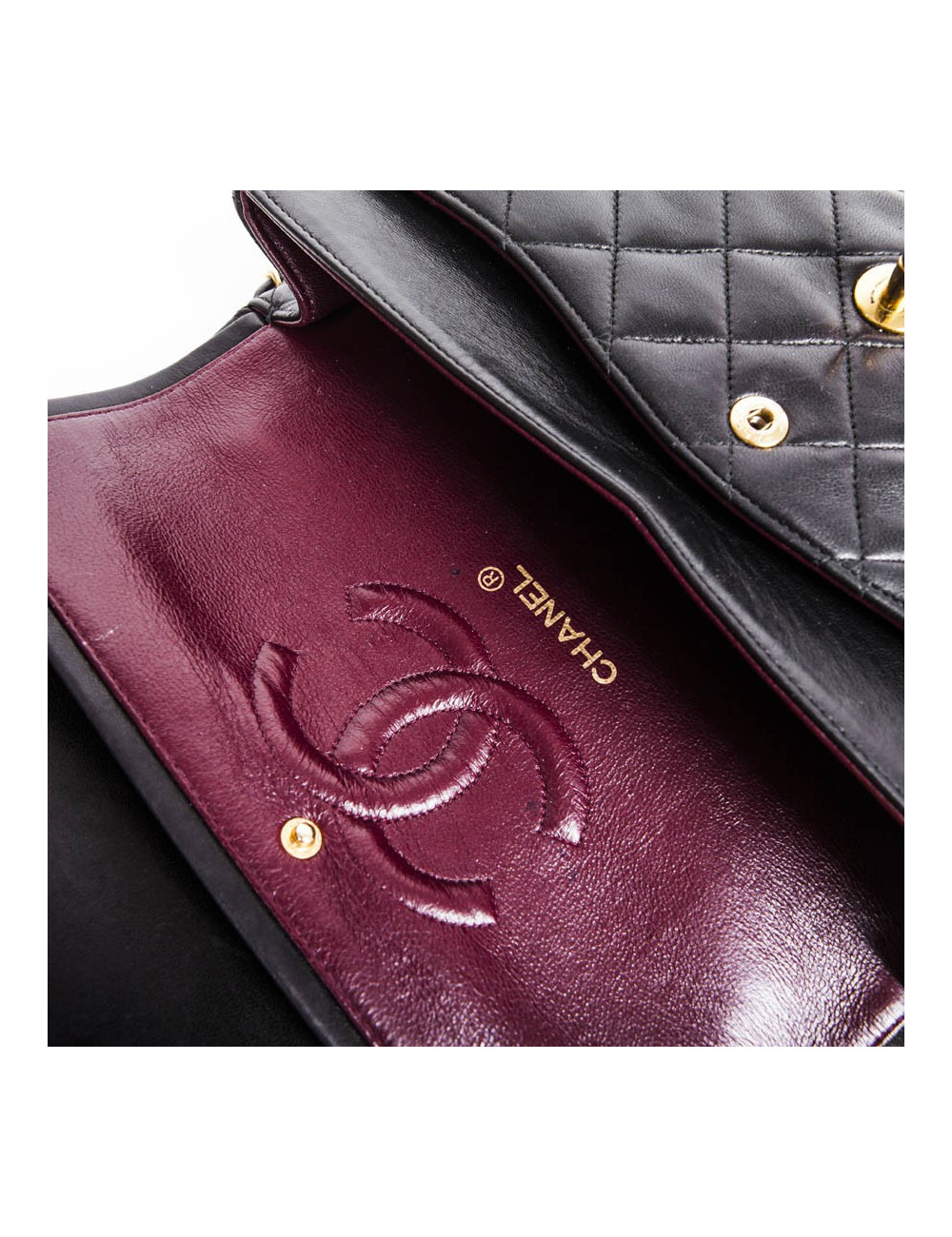 Sac timeless CHANEL en cuir d'agneau noir 