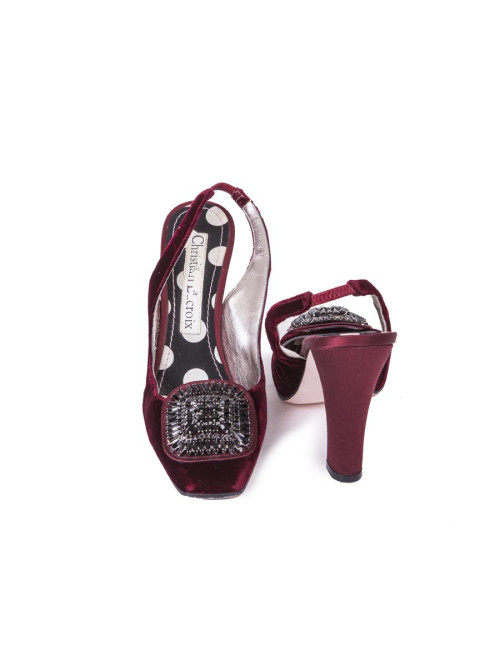 CHRISTIAN LACROIX high heel sandals Size 36.5FR in cardinal red velvet