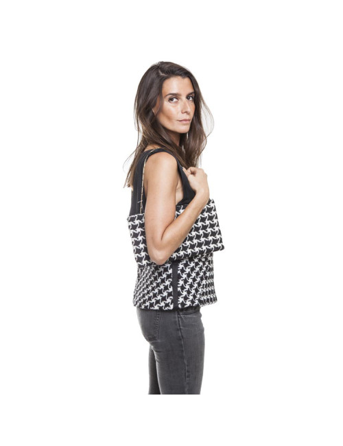 DIOR set top 42FR and clutch in black and white houndstooth fabric