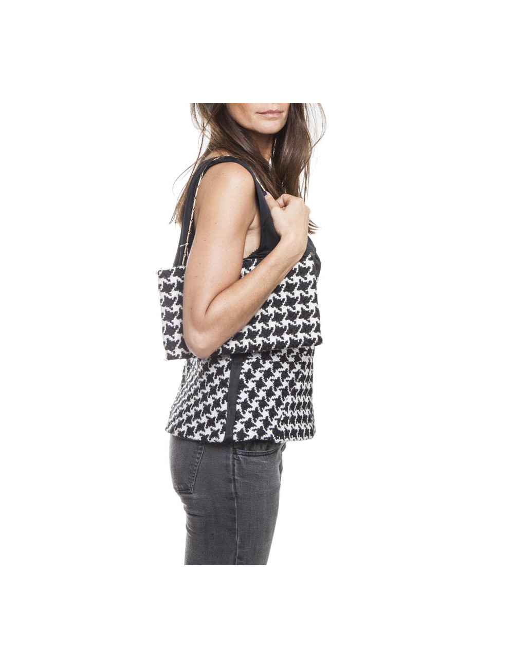 Haut et pochette assortie DIOR en tissu pied de poule 