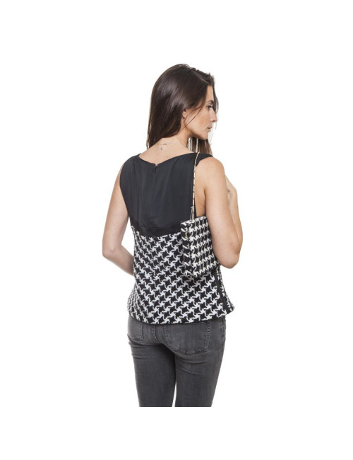 DIOR set top 42FR and clutch in black and white houndstooth fabric