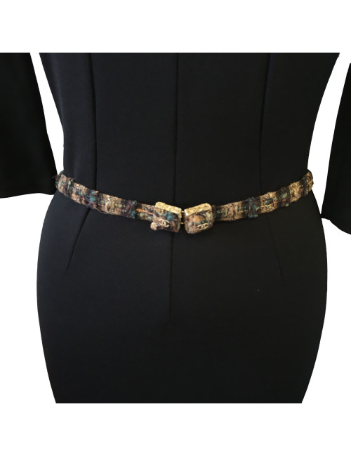 Ceinture "Paris-Edimbourg" CHANEL en tissu écossais marron