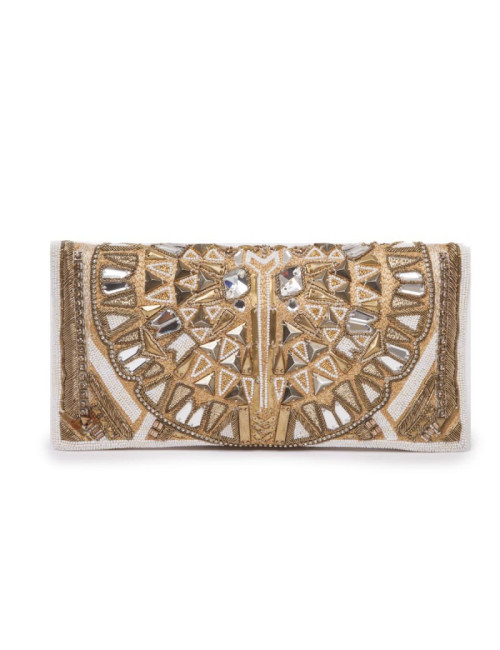 BALMAIN  Patricia off-white leather clutch