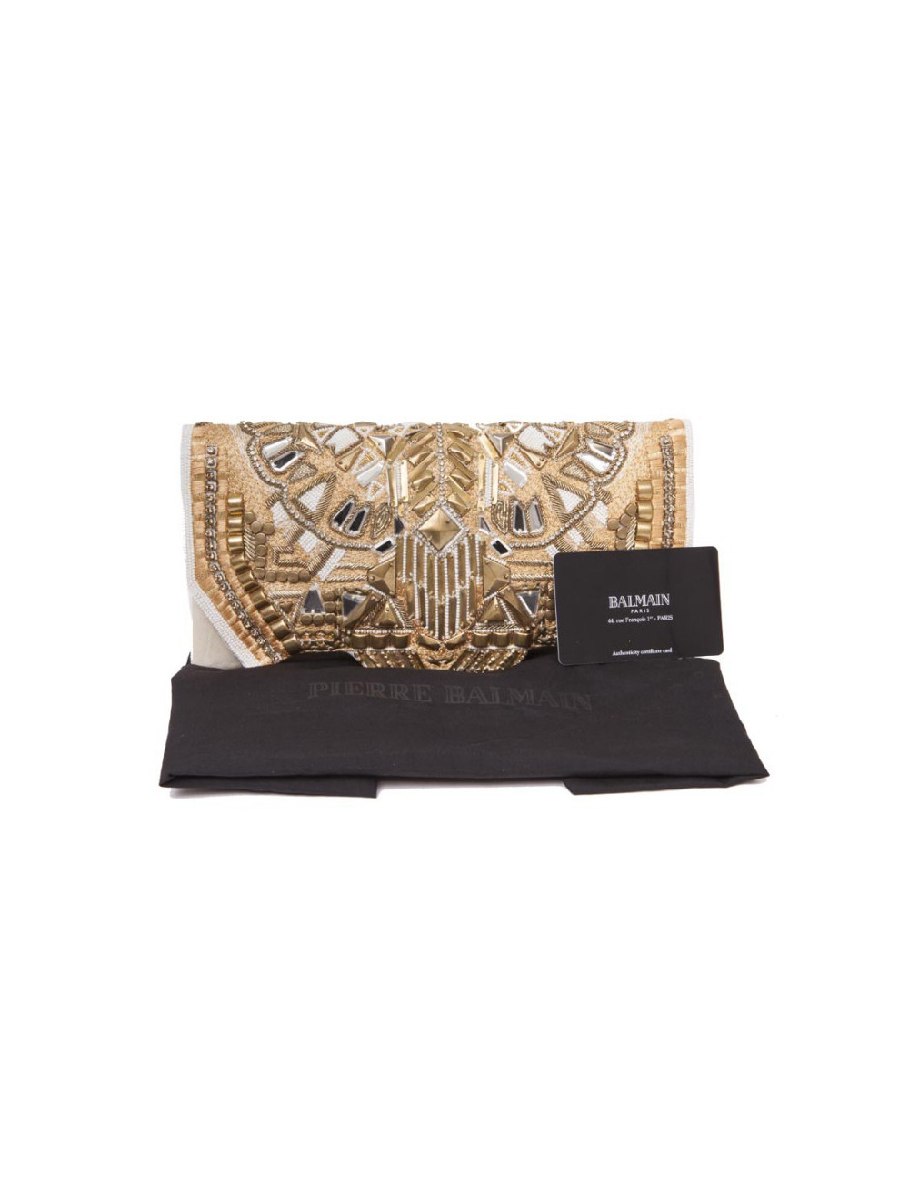 BALMAIN  Patricia off-white leather clutch