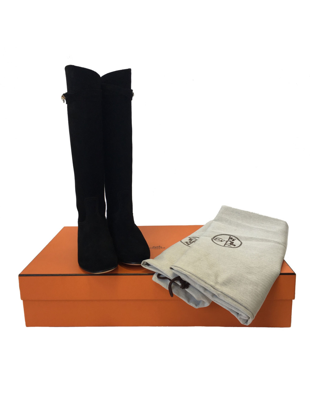 Bottes Jumping HERMES en suède noire 36,5FR
