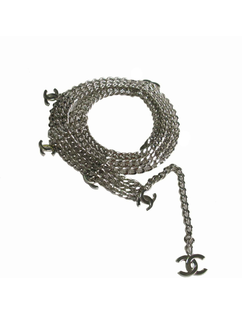 Ceinture CHANEL chaine triple argent 
