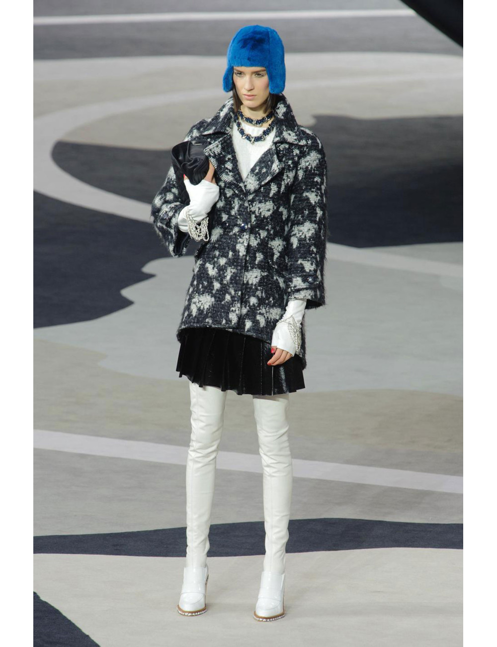 Veste CHANEL T 40 en tweed gris foncé et gris clair 