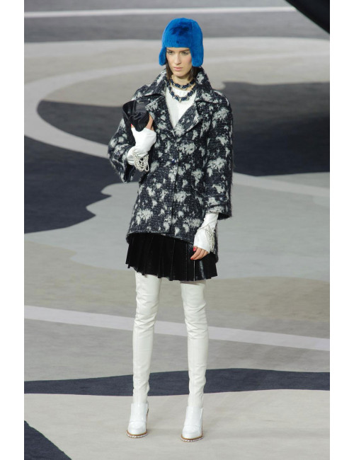 Veste CHANEL T 40 en tweed gris foncé et gris clair 