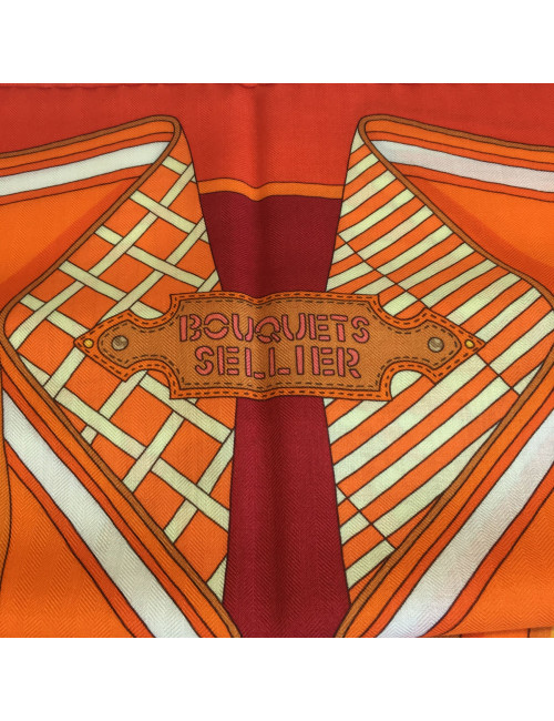 Châle HERMES orange "Bouquets"