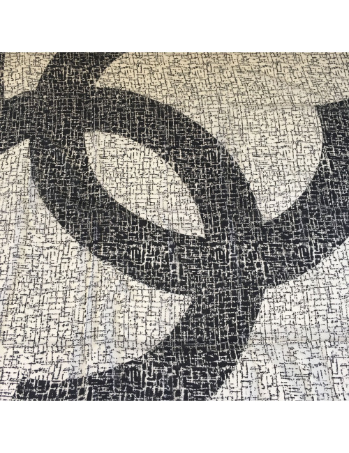 CHANEL Shawl in Gray and Black Cashmere and Silk