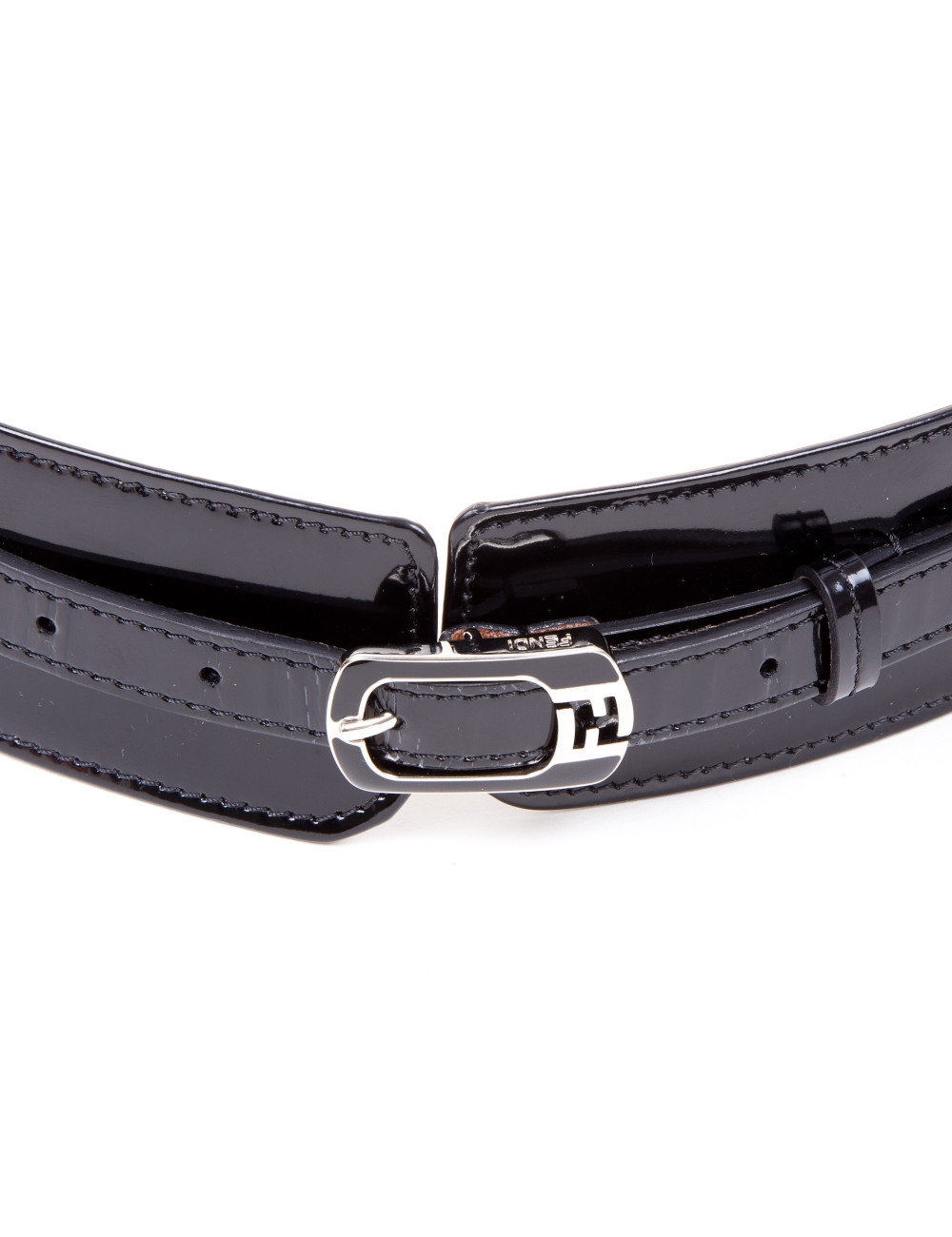 Ceinture FENDI cuir verni noir