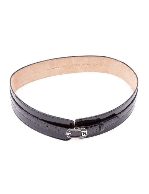 Ceinture FENDI cuir verni noir