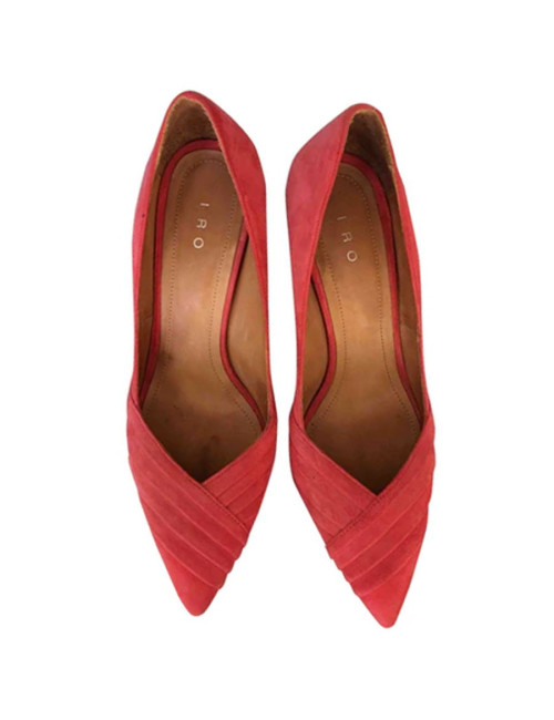 Escarpins IRO T39 daim rouge coquelicot