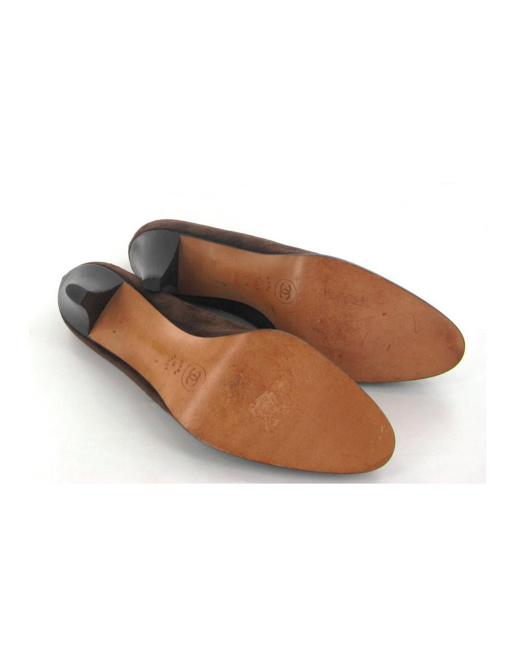 Escarpins CHANEL T 38 en daim marron foncé