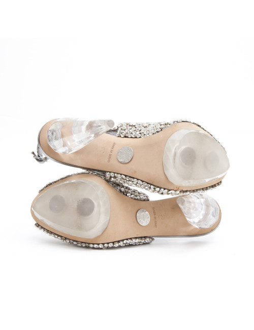 LORIS AZZARO high heel sandals set with swarovski rhinestones and transparent plexi