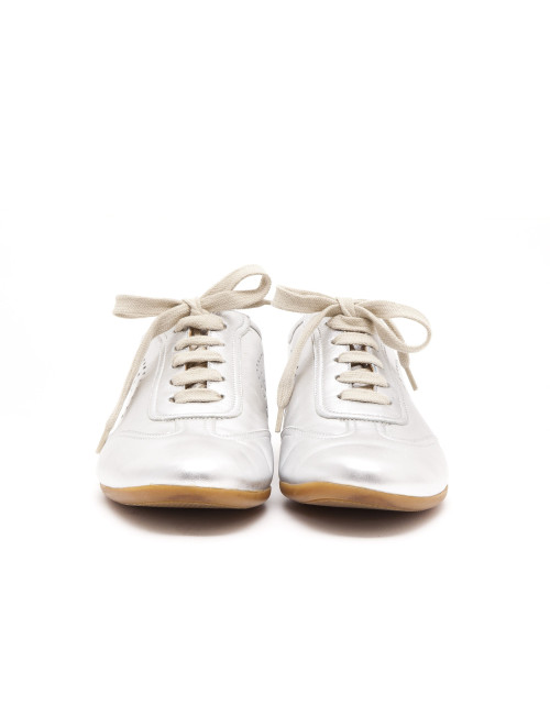 Sneakers HERMES T 40 en cuir argenté