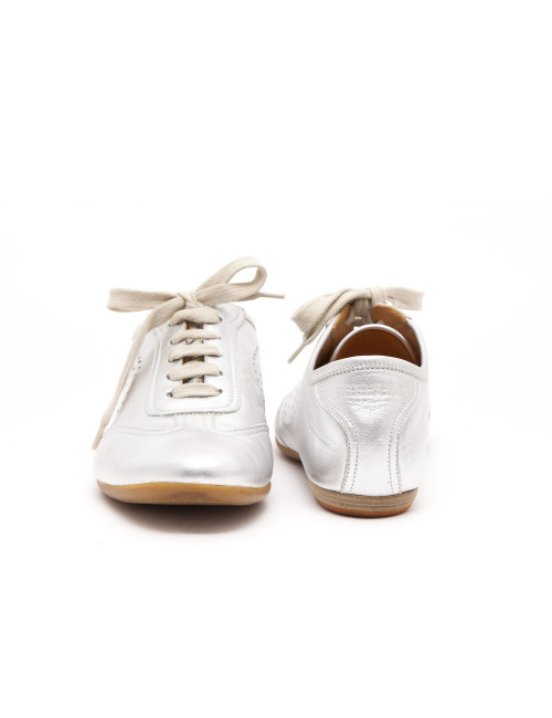 Sneakers HERMES T 40 en cuir argenté