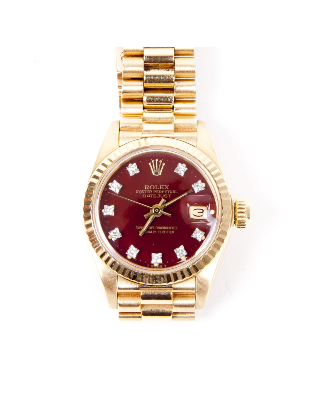 Montre ROLEX pour femme or jaune et diamants