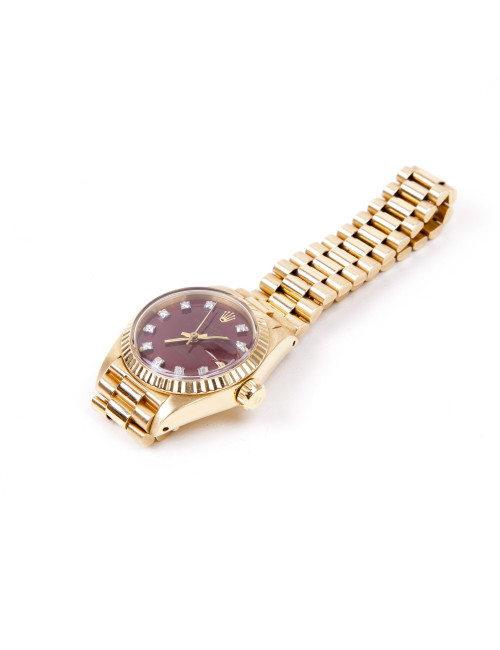 Montre ROLEX pour femme or jaune 18 K et diamants
