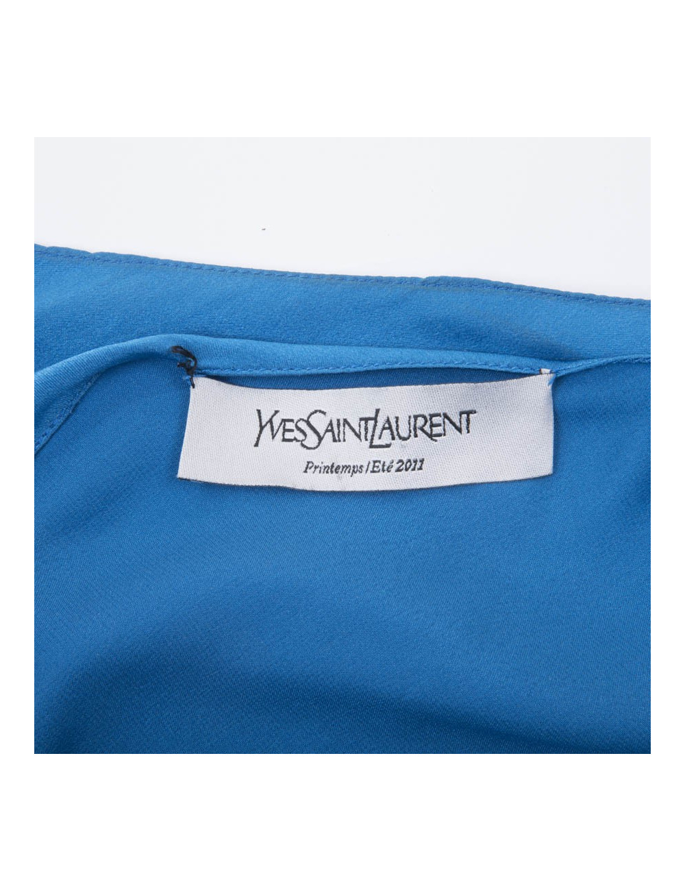 Yves Saint Laurent blouse in royal blue silk cut at an angle size 36FR