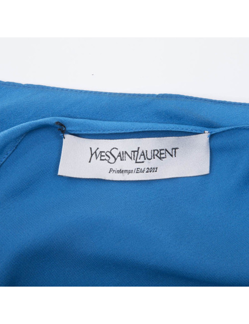 Yves Saint Laurent blouse in royal blue silk cut at an angle size 36FR