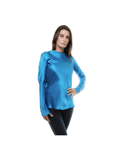 Yves Saint Laurent blouse in royal blue silk cut at an angle size 36FR