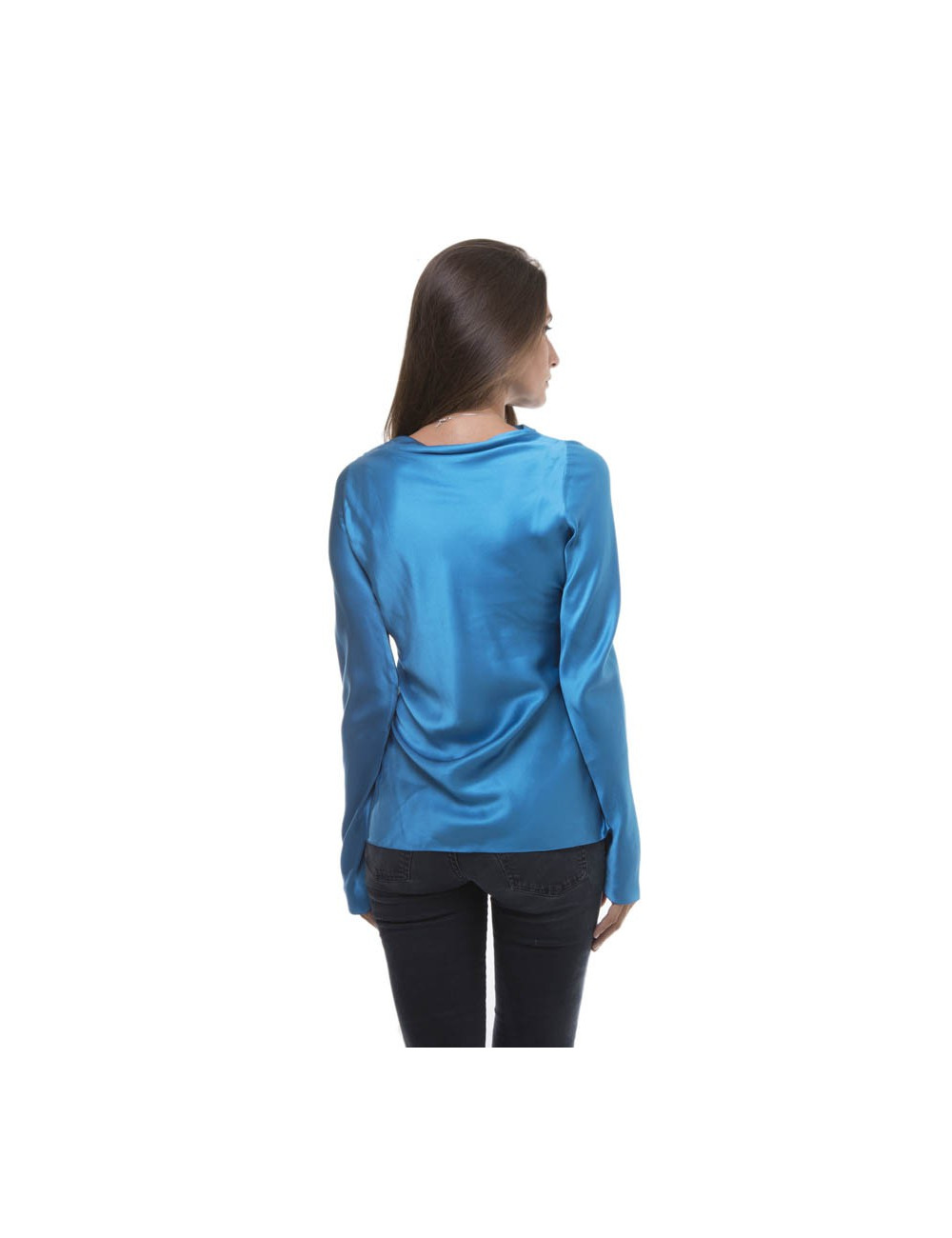 Blouse YSL YVES SAINT LAURENT soie bleu roi