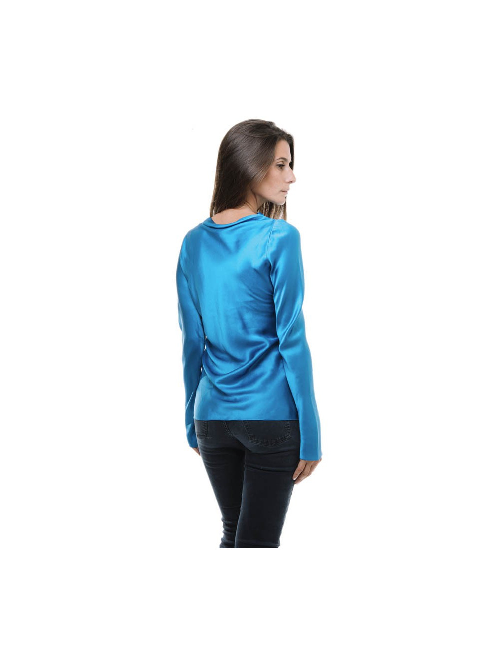 Blouse YSL YVES SAINT LAURENT soie bleu roi