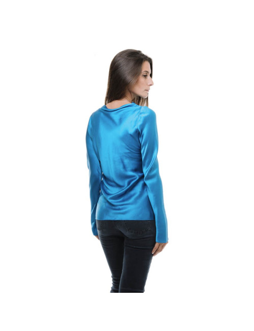 Yves Saint Laurent blouse in royal blue silk cut at an angle size 36FR