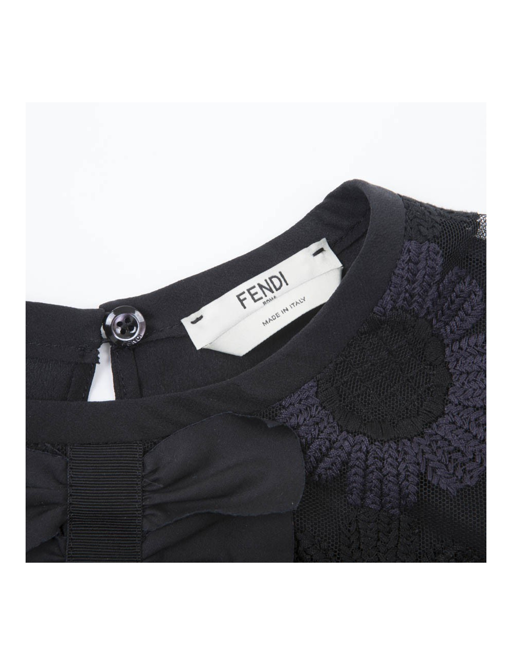 Blouse FENDI T 36 en tulle brodé noir et violet