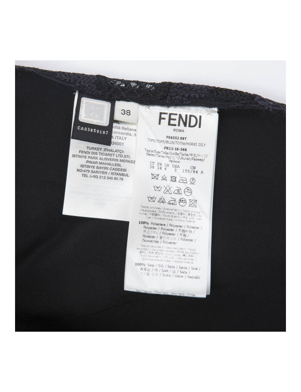 FENDI blouse T38 in tulle embroidered with black and purple flowers