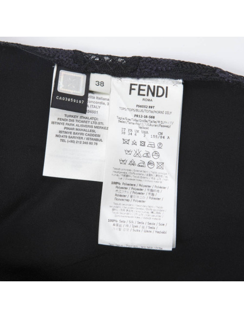 Blouse FENDI T 36 en tulle brodé noir et violet