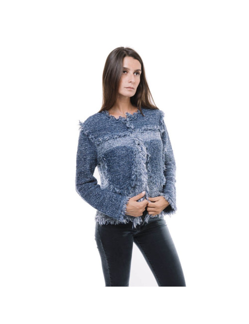 MISSONI Jacket in blue jeans and white tweed size 38FR