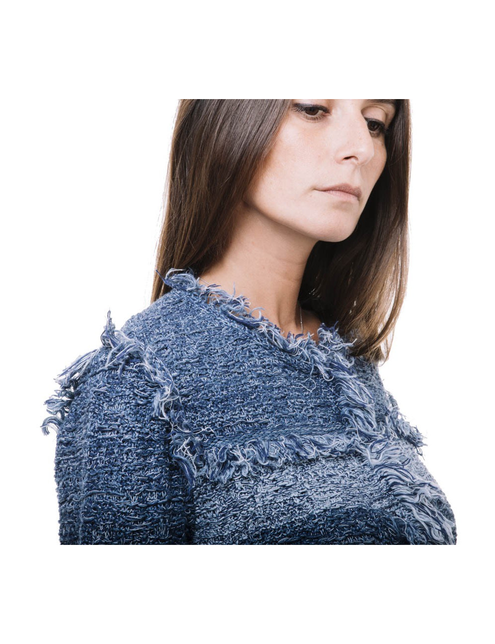 MISSONI Jacket in blue jeans and white tweed size 38FR