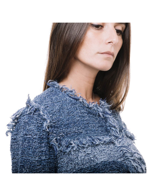 MISSONI Jacket in blue jeans and white tweed size 38FR