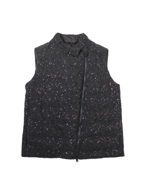 BRUNELLO CUCINELLI sleeveless vest in gray cashmere size 40FR