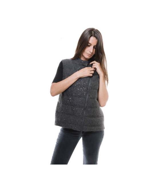 BRUNELLO CUCINELLI sleeveless vest in gray cashmere size 40FR