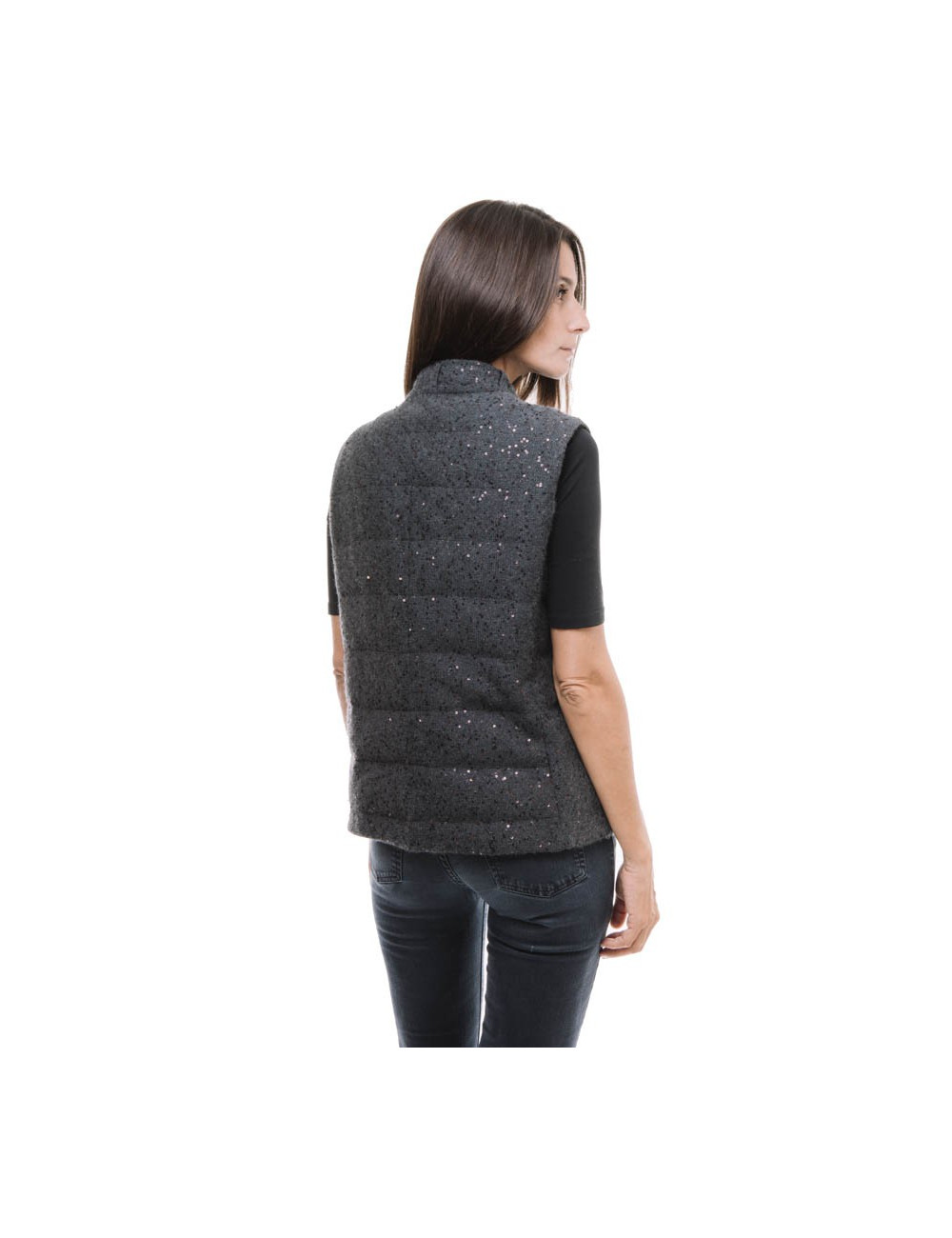 BRUNELLO CUCINELLI sleeveless vest in gray cashmere size 40FR