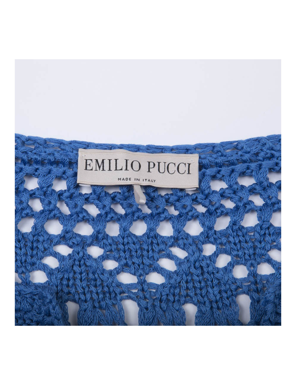 EMILIO PUCCI tunic by Peter Dundas in Mediterranean blue cotton crochet size S