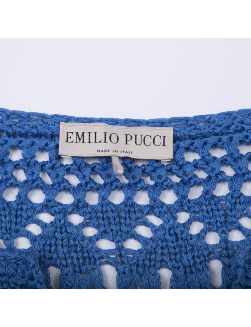 EMILIO PUCCI tunic by Peter Dundas in Mediterranean blue cotton crochet size S