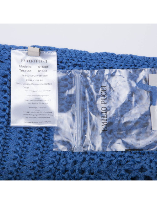 EMILIO PUCCI tunic by Peter Dundas in Mediterranean blue cotton crochet size S