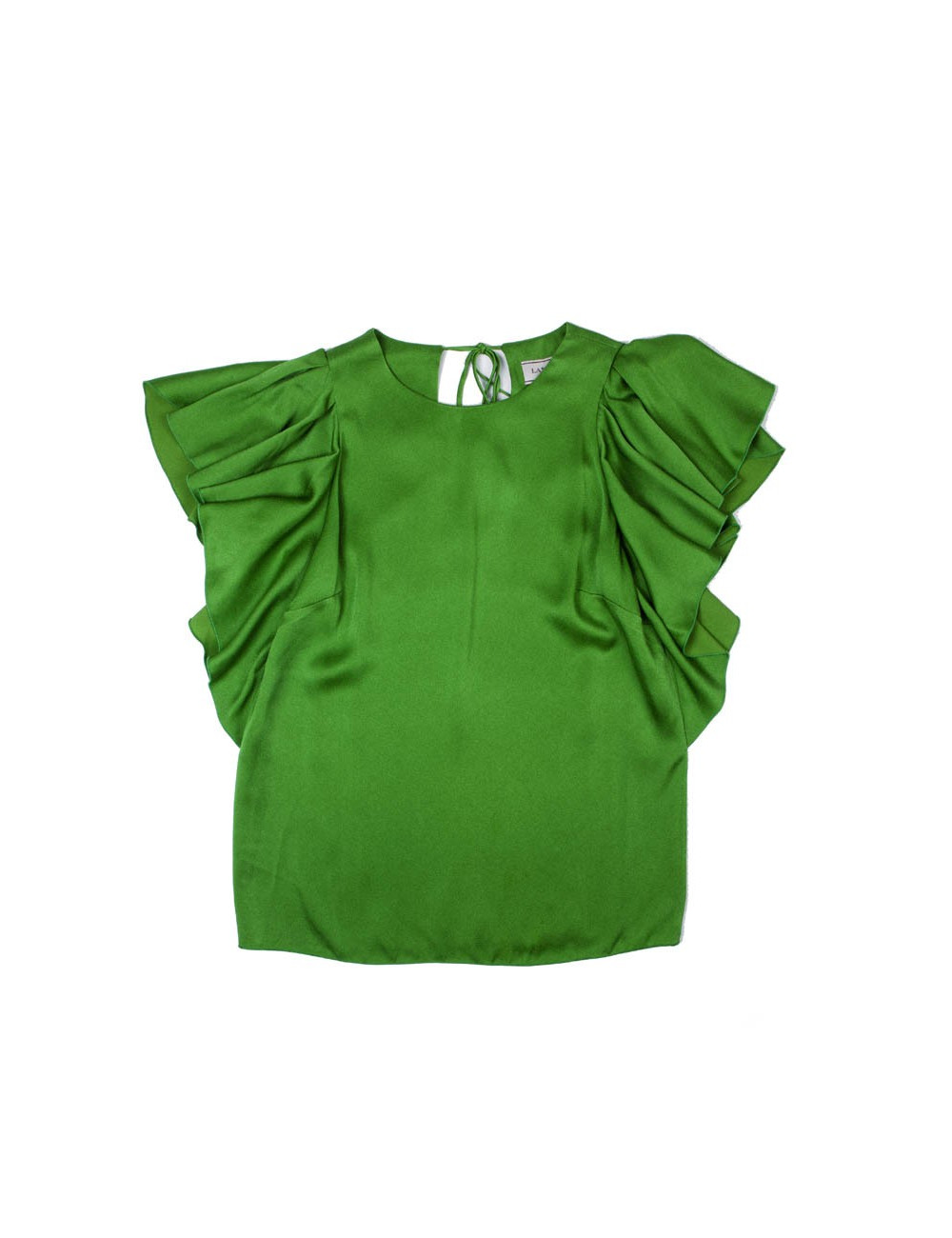LANVIN blouse in green silk crepe size 36FR