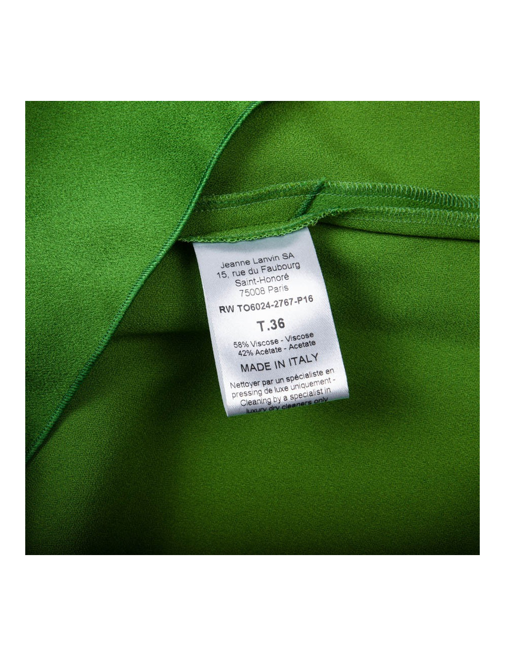 LANVIN blouse in green silk crepe size 36FR