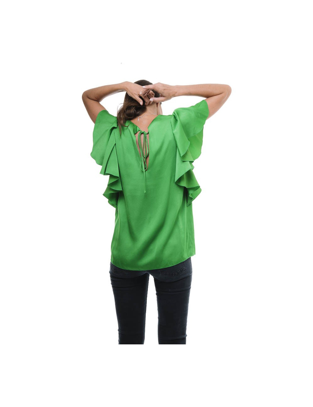 Blouse LANVIN T36  en crêpe de soie verte 