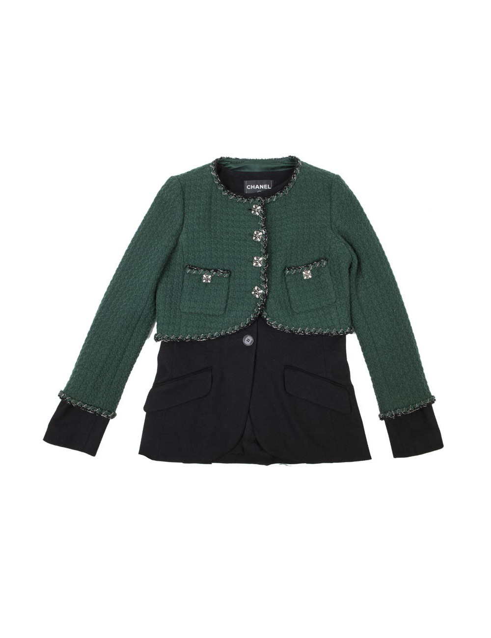 Double Veste CHANEL vert et noir T36