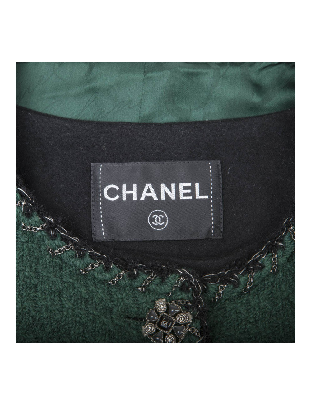 Double Veste CHANEL vert et noir T36