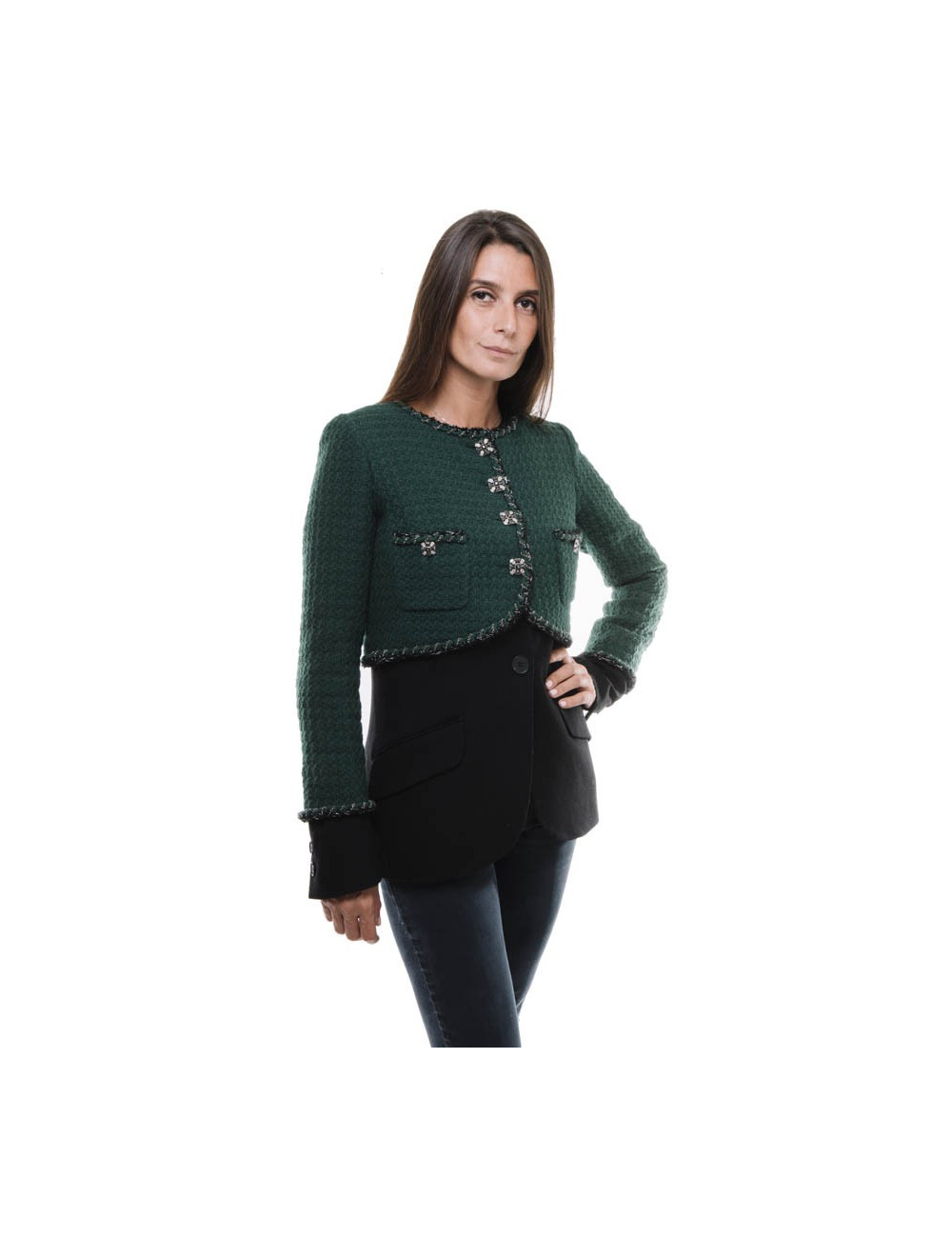 Double Veste CHANEL vert et noir T36