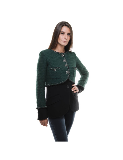 Double Veste CHANEL vert et noir T36